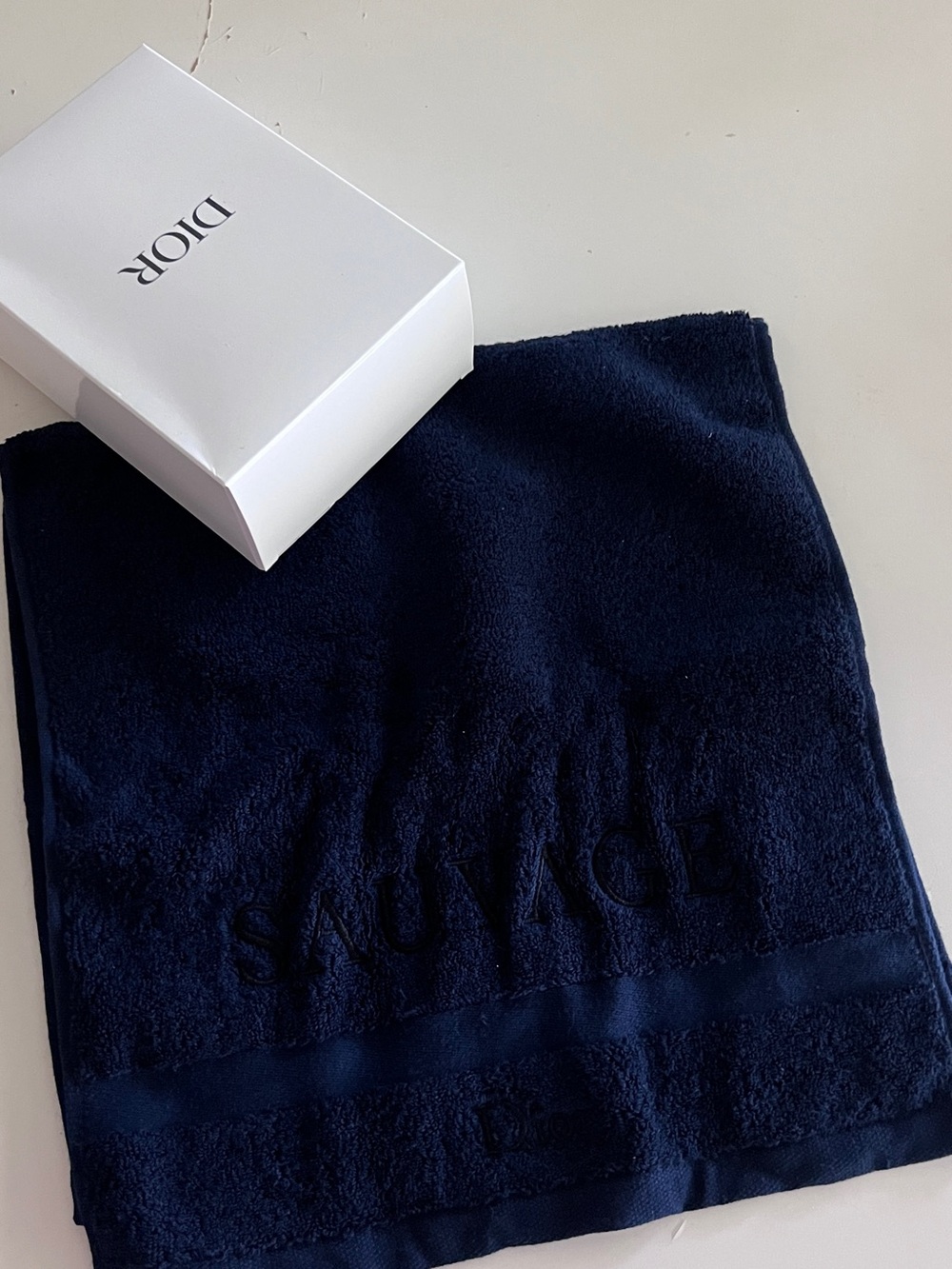 New! DIOR Navy Embroidered Towel